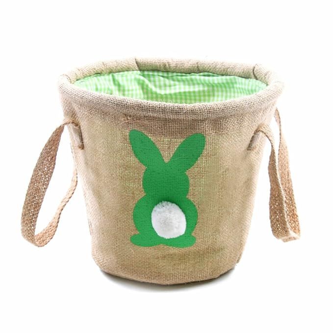 Easter Egg Basket for kids Bunny Burlap Bag to Carry Eggs Candy and Gifts (bunny green) | Amazon (US)