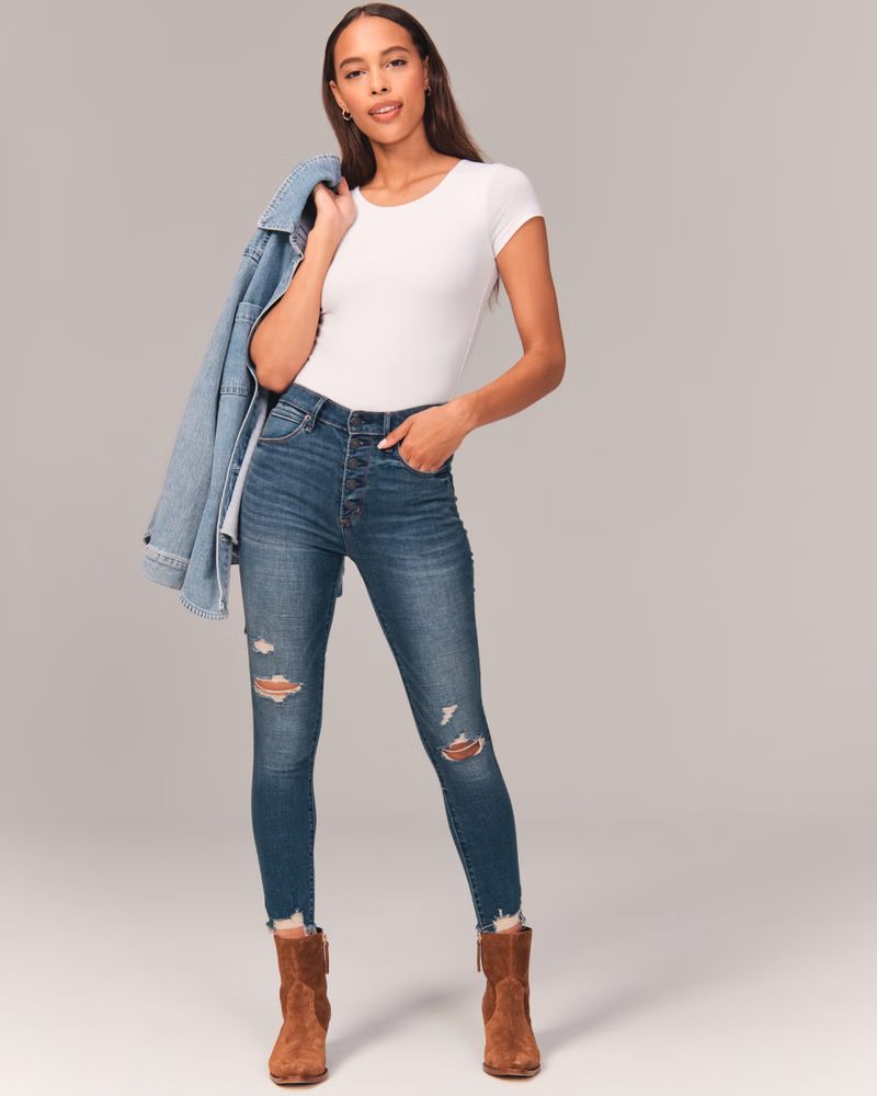 Women's High Rise Super Skinny Ankle Jeans | Women's Clearance | Abercrombie.com | Abercrombie & Fitch (US)