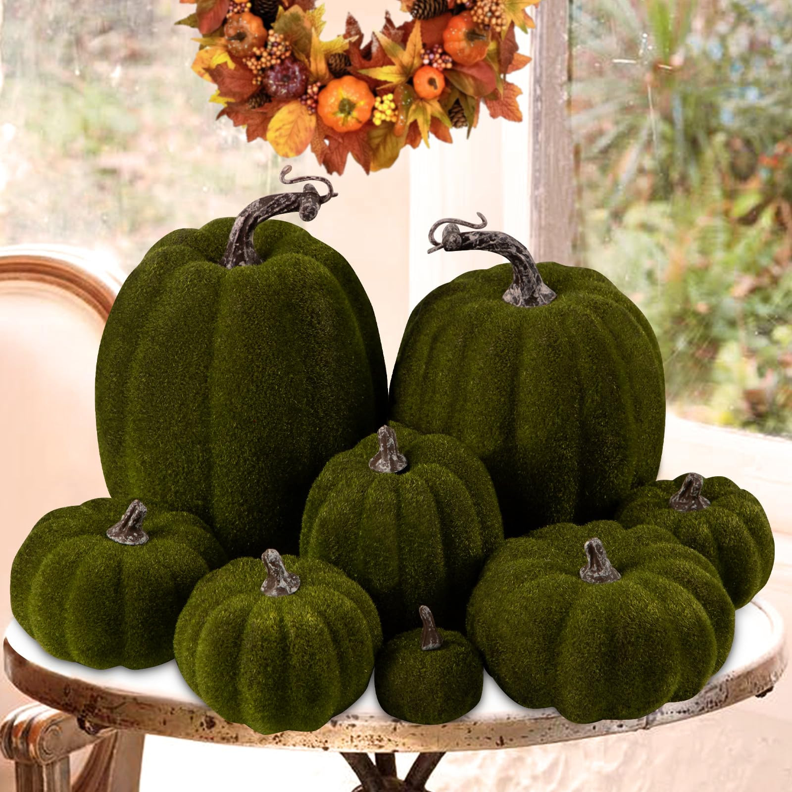 Ywlake Flocked Artificial Pumpkins Fall Decorations, Fake Pumpkin for Autumn Harvest Halloween Th... | Amazon (US)