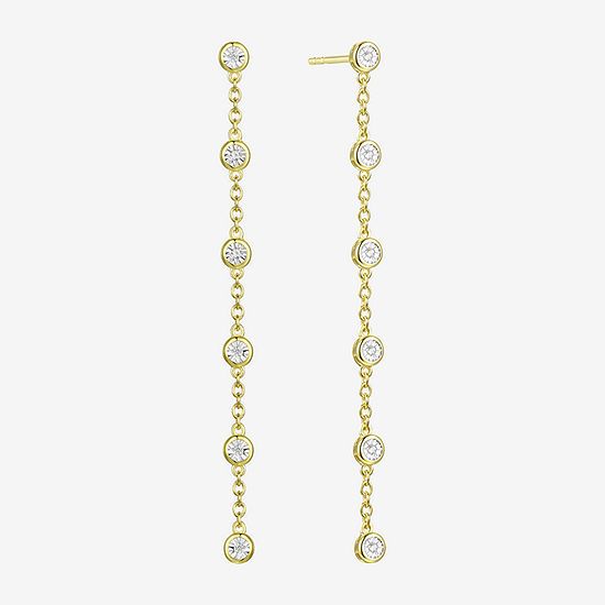 1/10 CT. T.W. Genuine White Diamond 14K Gold Over Silver Drop Earrings | JCPenney