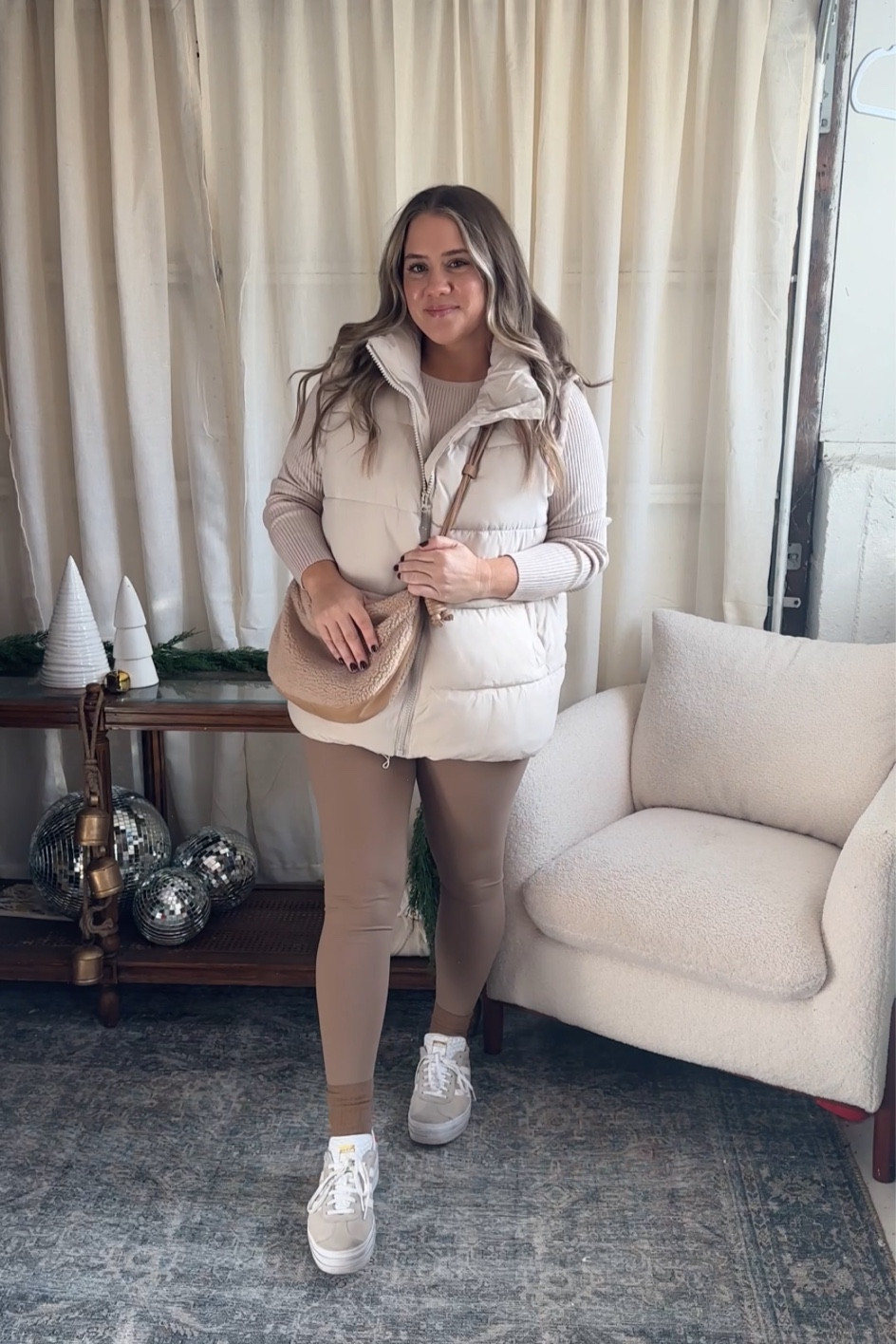 Ribbed top size medium in color “almond”

Shoes- size down 1/2 size 

Vest in color “apricot” size large

Leggings in color “carbon dust” size medium 

#LTKCyberWeek #LTKHoliday #LTKGiftGuide