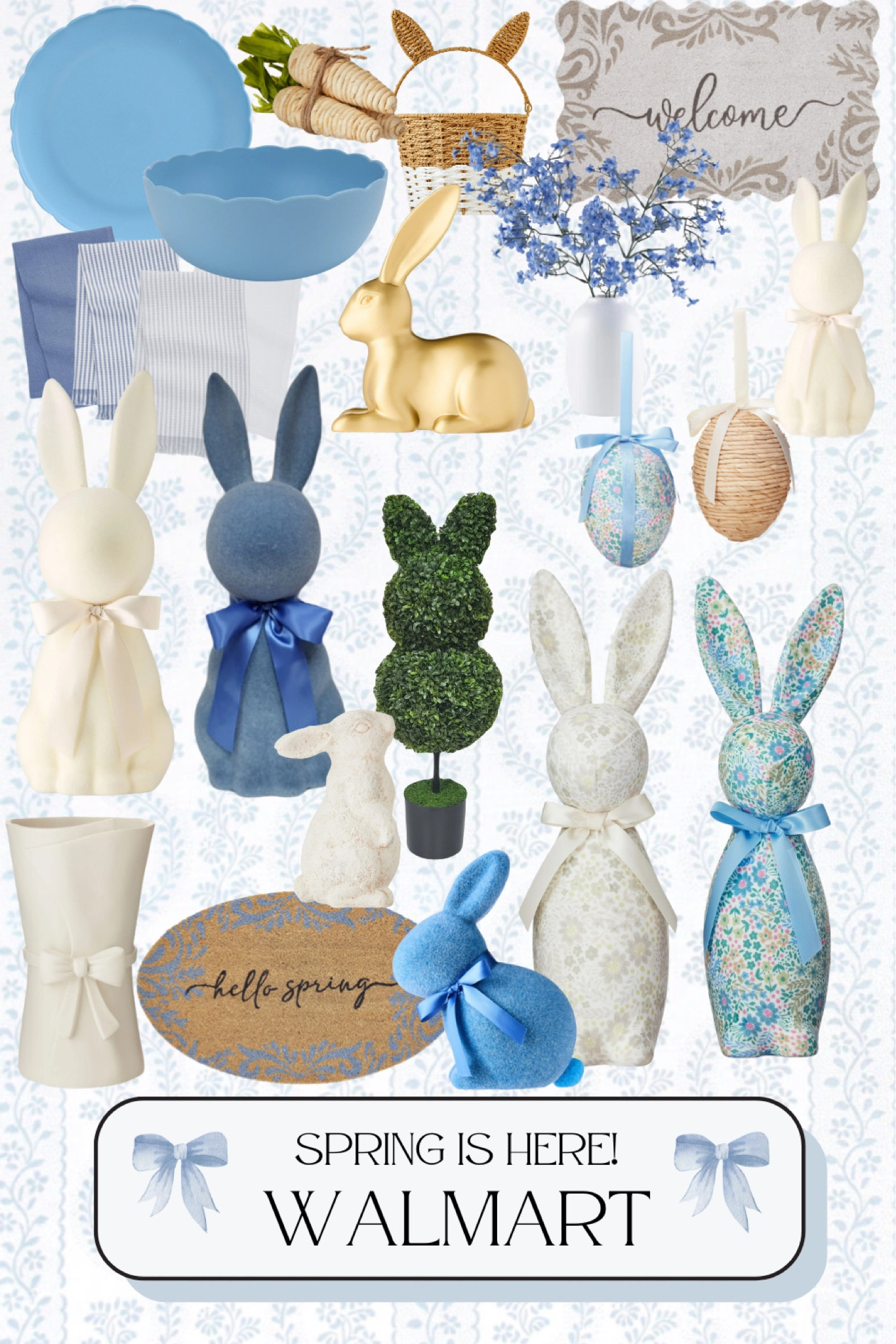 The most gorgeous Spring decor and Easter finds from Walmart! Flocked bunnies, blue decor, spring home decor, Walmart haul 

#LTKSeasonal #LTKHome