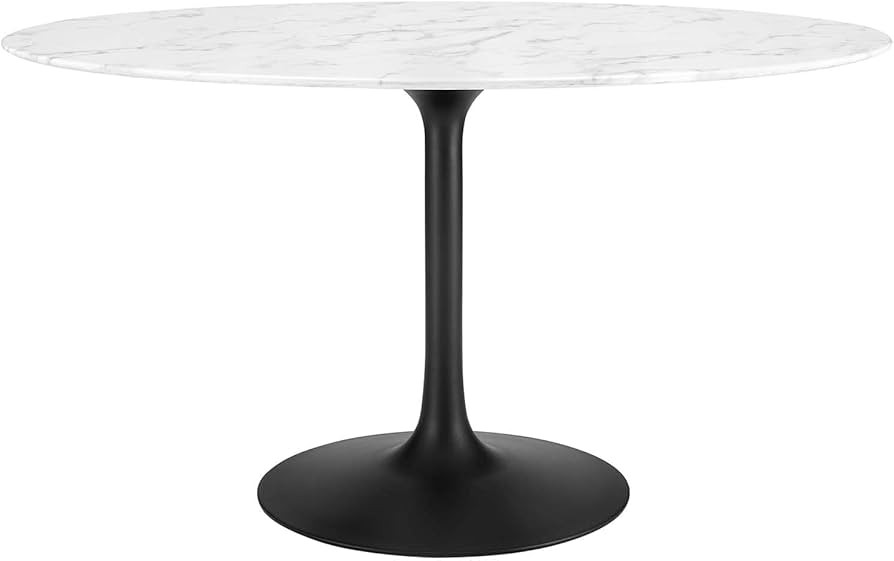 Modway Lippa 54" Oval-Shaped Mid-Century Modern Dining Table with Artificial Marble Top and Black... | Amazon (US)
