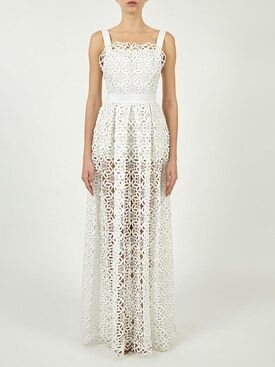 Elie Saab - Macramé long dress - White | Luisaviaroma | Luisaviaroma