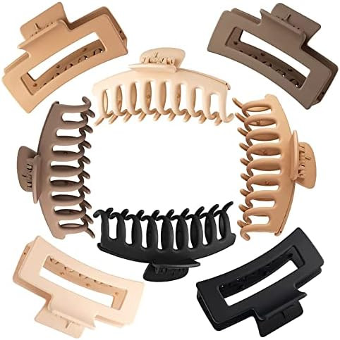 Amazon.com: 8 PCS Large Hair Claw Clips 4.3" Hair Clips for Women & Girls, Strong Hold Matte Claw... | Amazon (US)