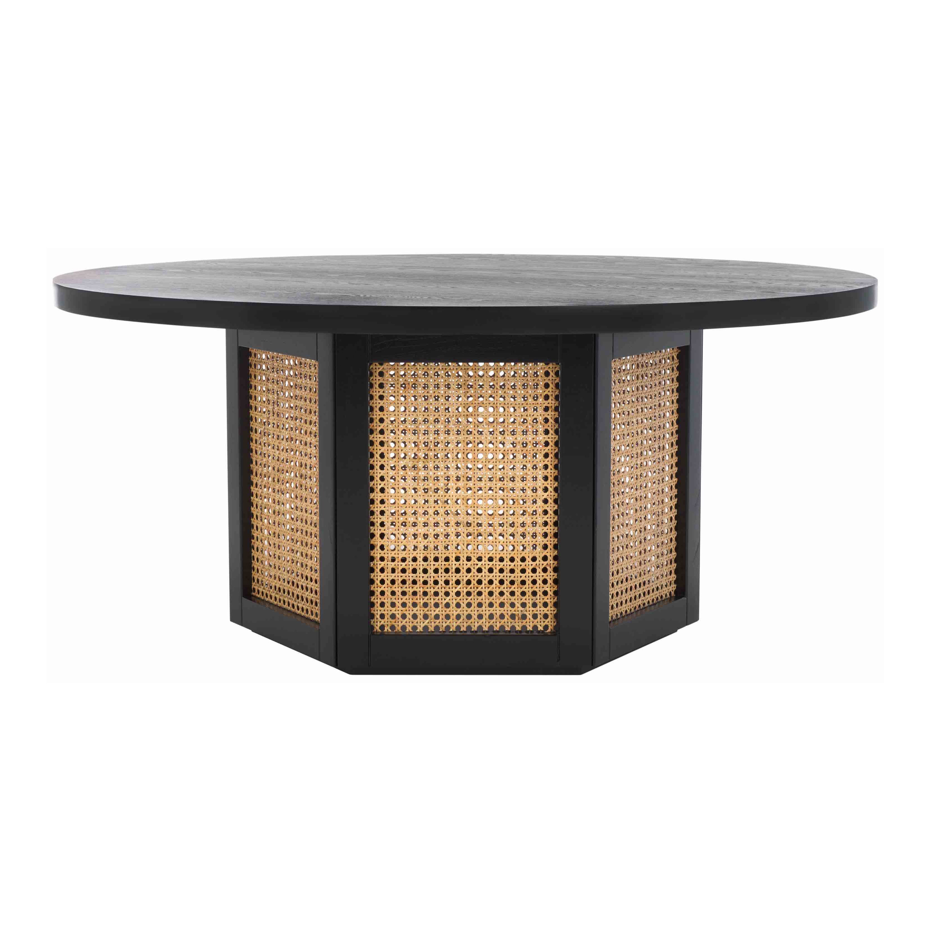 Zoey Round Elm Wood and Rattan Cane Pedestal Coffee Table | World Market