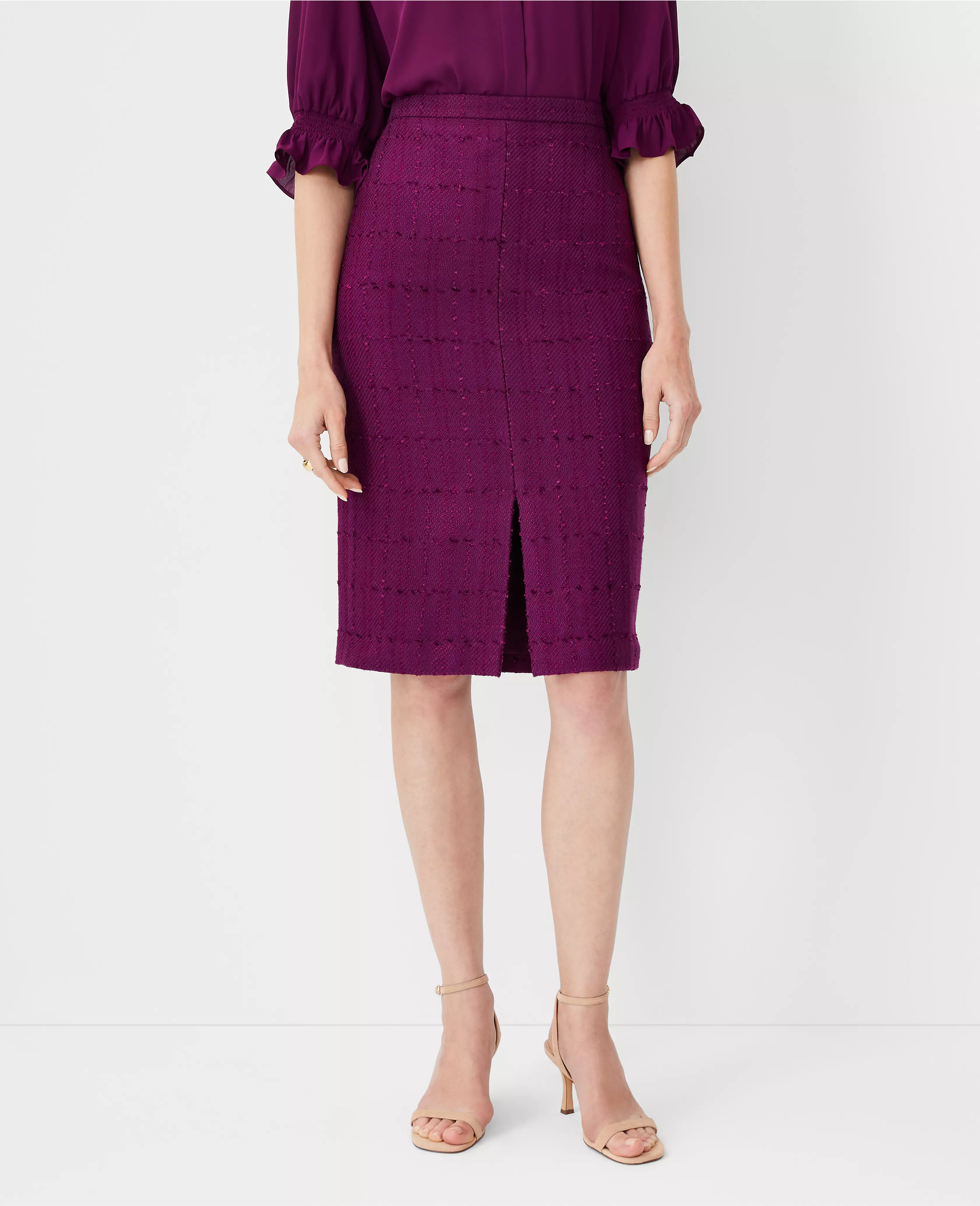 Tweed Front Slit Pencil Skirt | Ann Taylor (US)