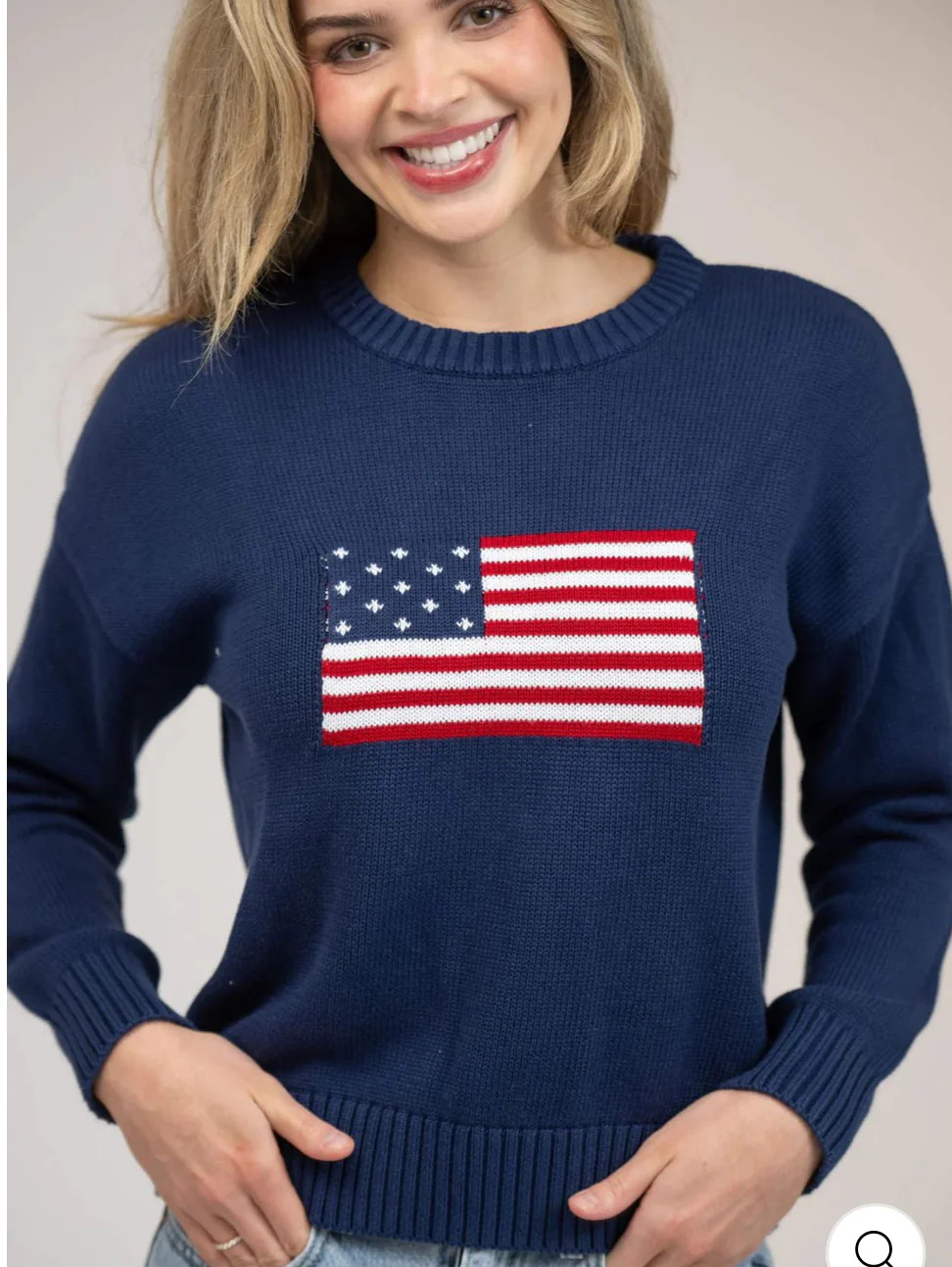 American Flag Sweater Navy medium | Strand the Boutique