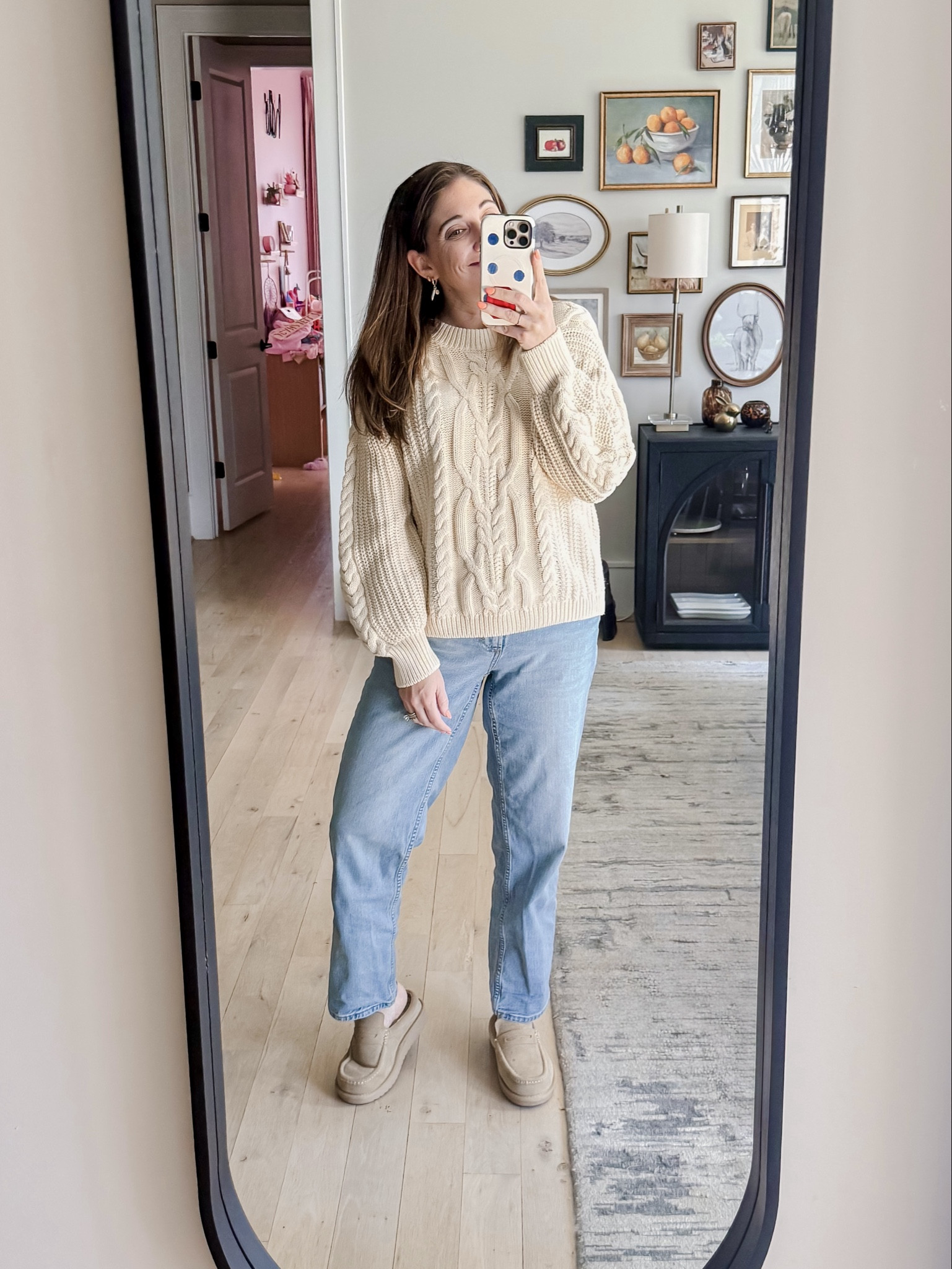 Another cold spring day! I love sweater weather in the fall but I’m over it for spring! Bring on the warm and STAY warm! Sweater M / Jeans 10 / Sherpa loafer mules tts 

#LTKgrwm #LTKMidsize #LTKootd