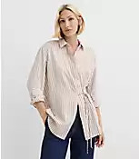 Striped Asymmetrical Side Tie Tunic Shirt | LOFT