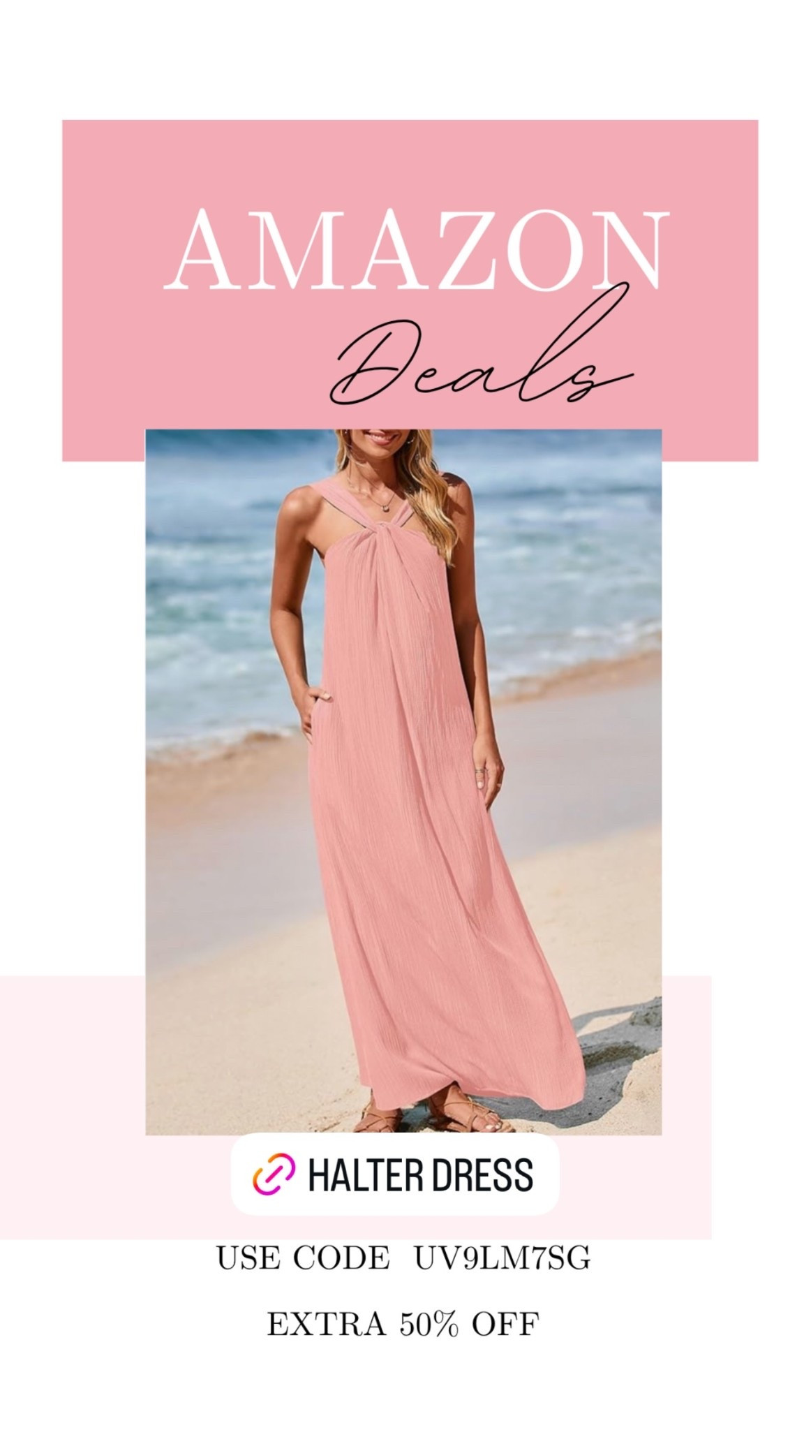 Halter neck dress on deal! Great for the beach, vacation,  or a wedding guest dress!!

#LTKSeasonal #LTKMidsize #LTKSaleAlert