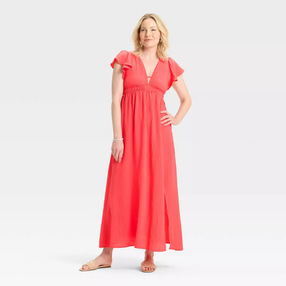 Women's Flutter Short Sleeve Maxi A-Line Dress - A New Day™ | Target