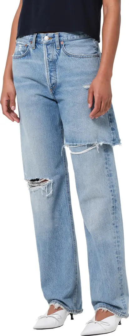 Amryn Double Layer Ripped Straight Leg Jeans | Nordstrom