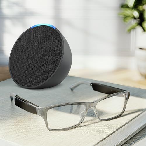 Amazon Echo Frames (3rd Gen) + Echo Pop | Smart glasses with Alexa | Modern Rectangle frames in C... | Amazon (US)