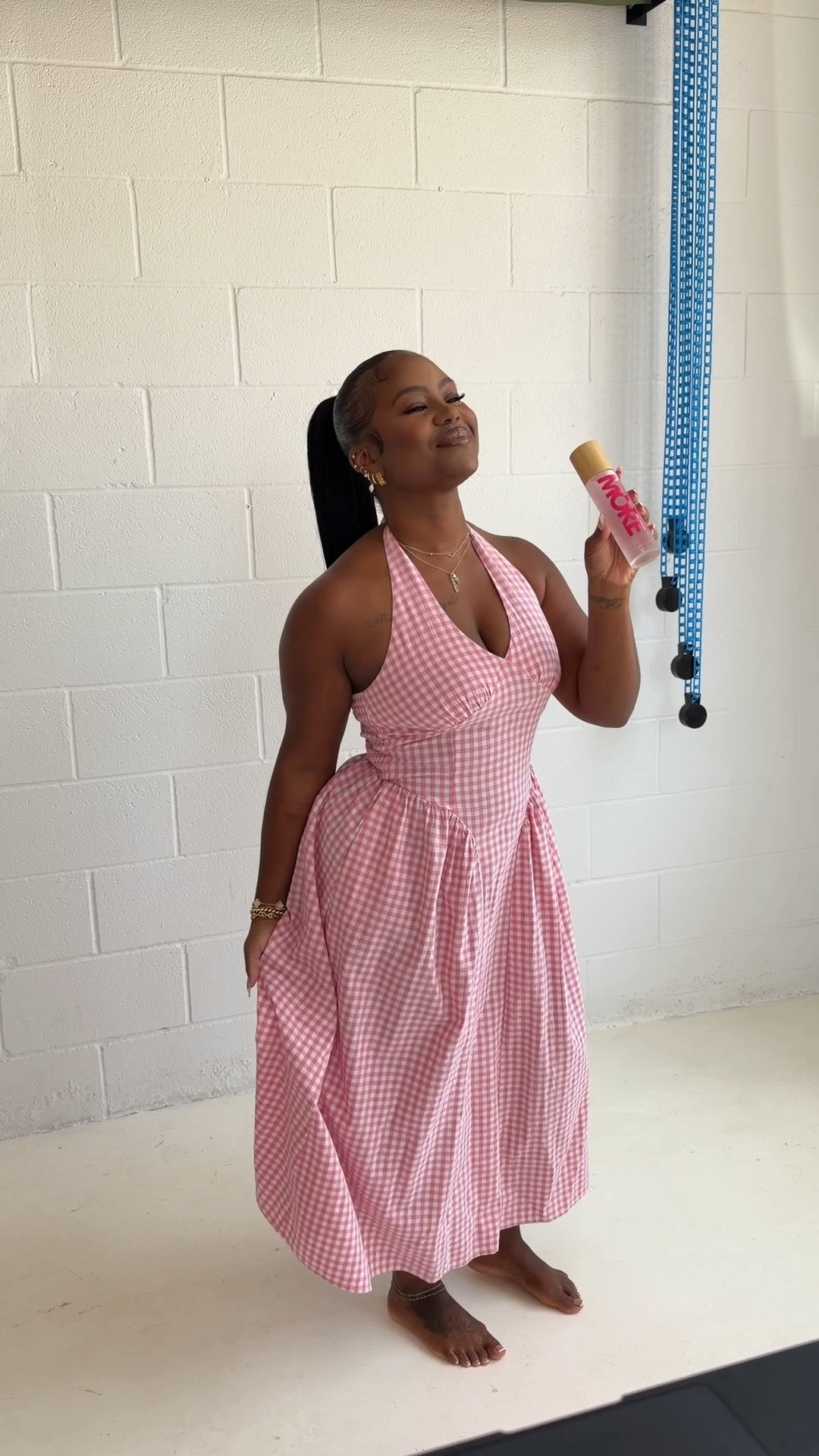 pink gingham dress size medium
