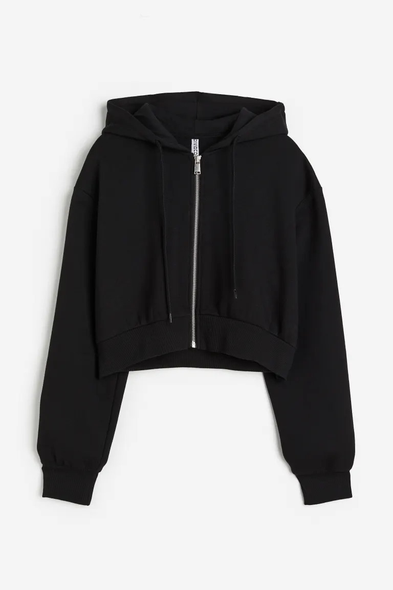 Cropped zip-through hoodie | H&M (UK, MY, IN, SG, PH, TW, HK)