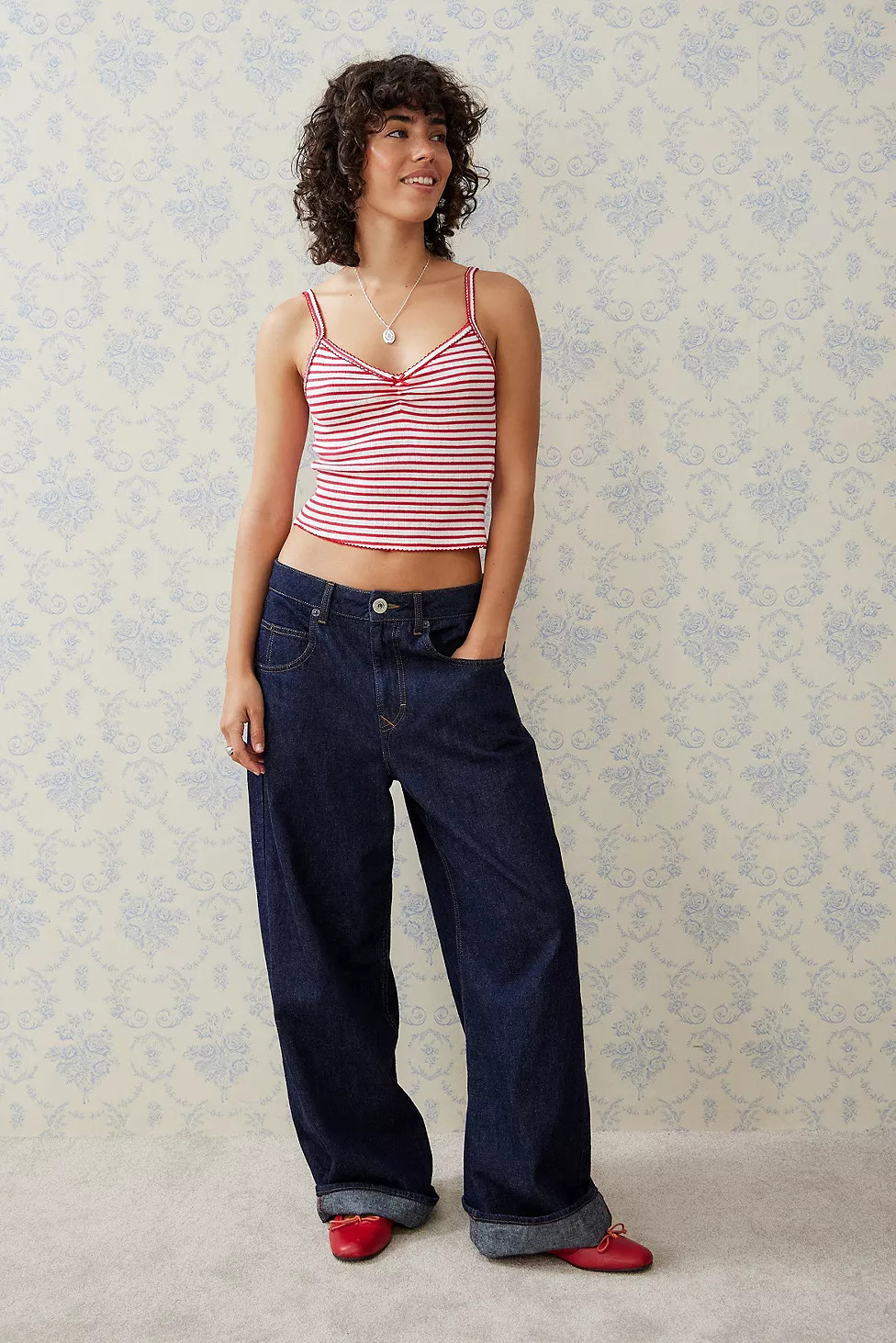 Kimchi Blue Sofia Pointelle Stripe Cami | Urban Outfitters (EU)