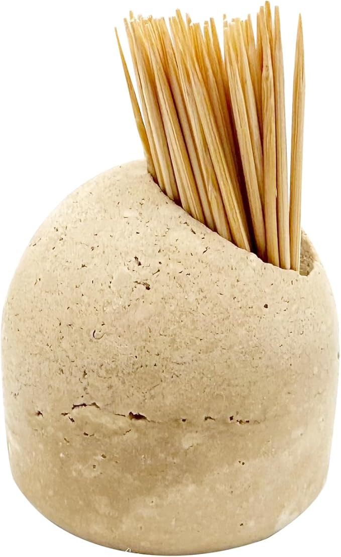 100% Travertine Toothpick Holder | Match Holder | Cute Beige Match Jar | Matches Box for Candles ... | Amazon (US)