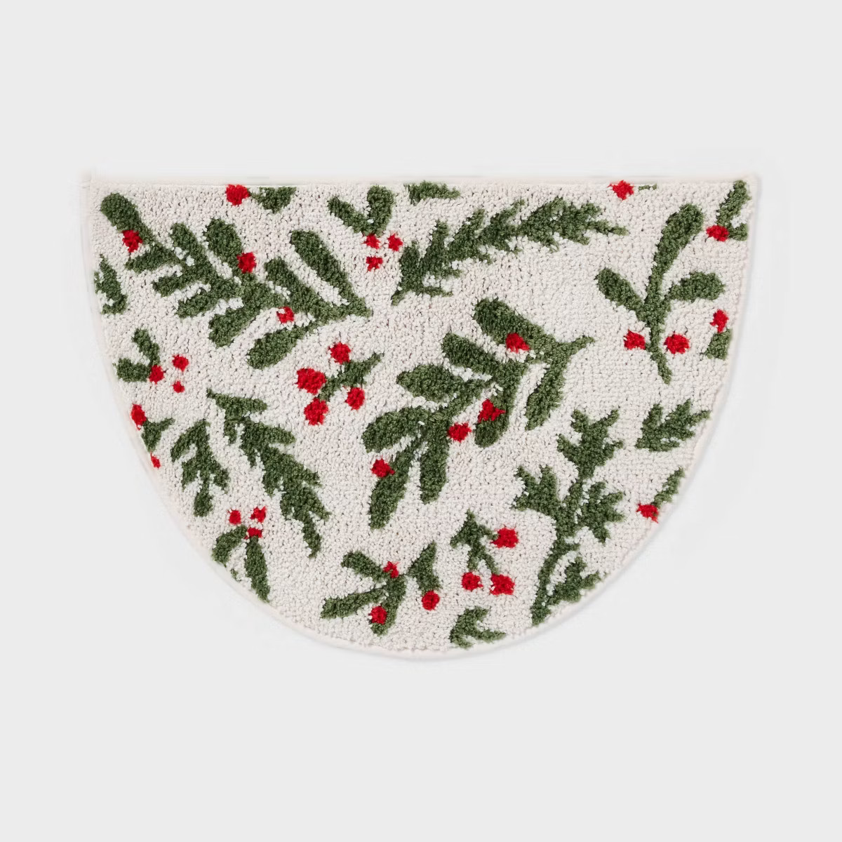 17"x24" Christmas Half Moon Botanical Bath Rug White - Wondershop™ | Target