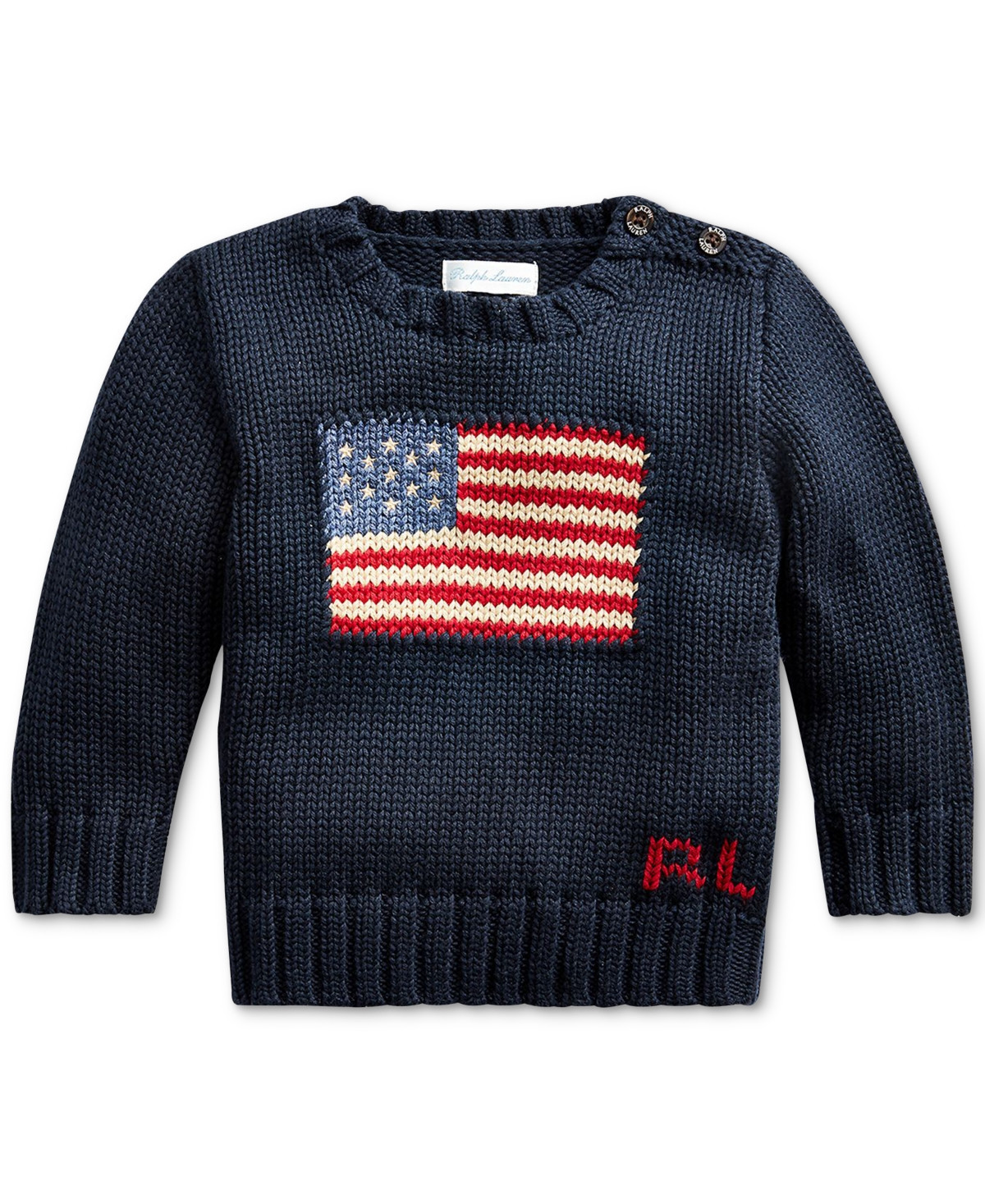 Polo Ralph Lauren Baby Boys or Girls The Iconic Flag Sweater - Blue | Macy's