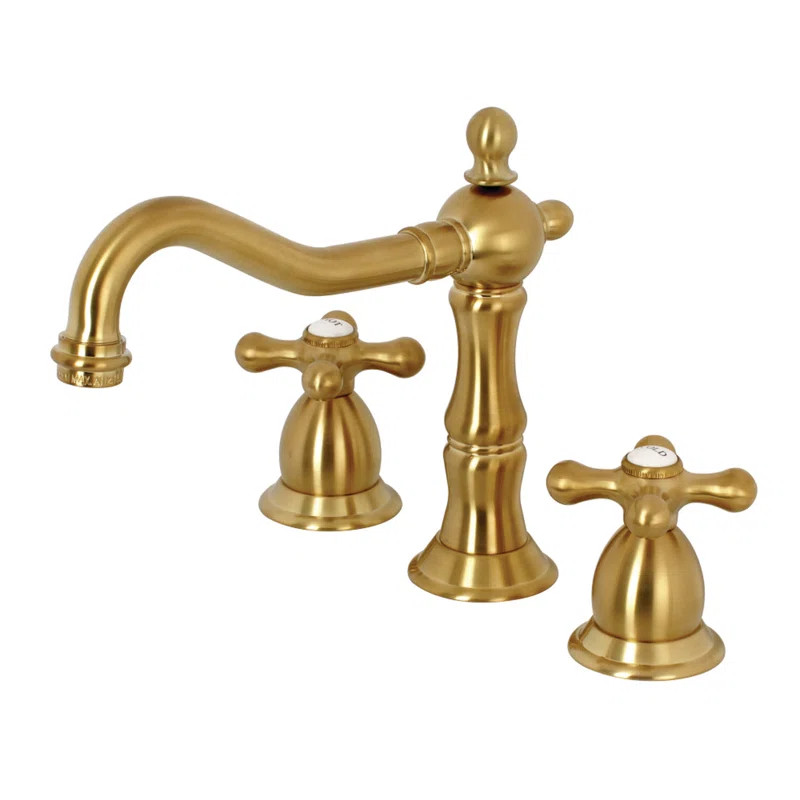 Kingston Brass Heritage Two-Handle 3-Hole Deck Mount Widespread Bathroom Faucet with Brass Pop-Up... | Wayfair North America