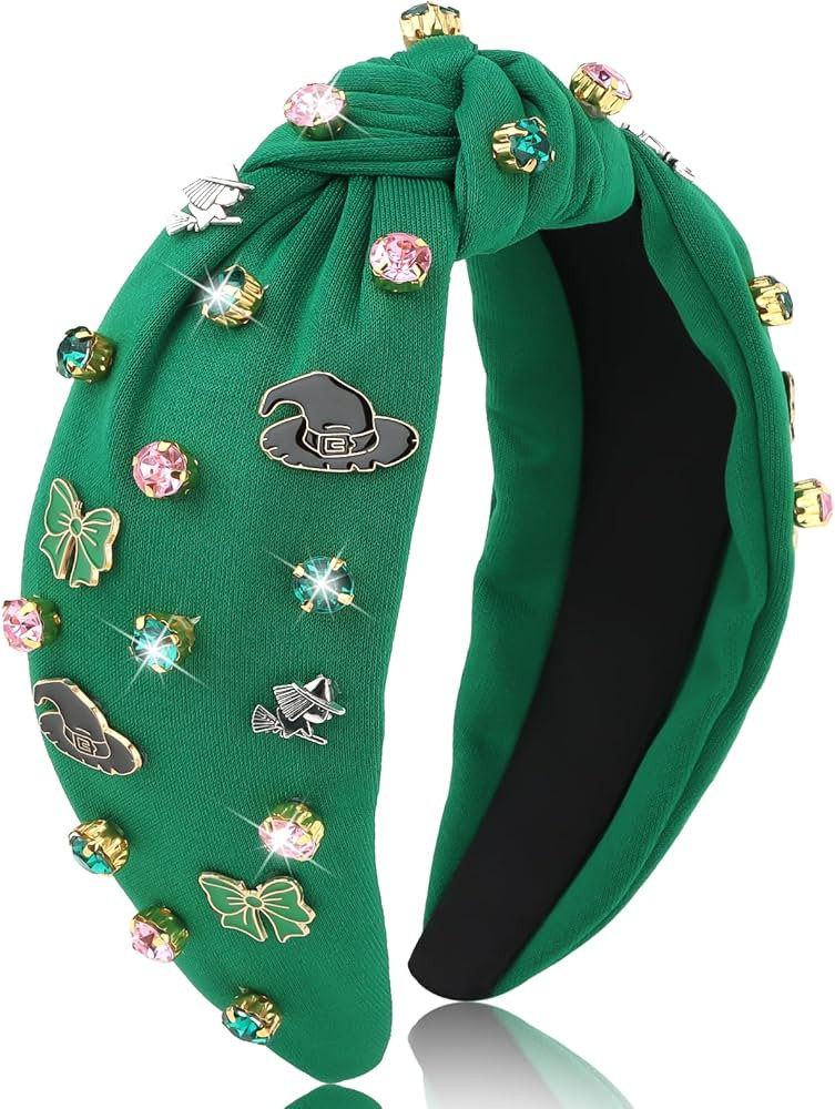 Jaciya Green Knotted Headband for Women - Green and Pink Rhinestone Headband Hair Accessories wit... | Amazon (US)