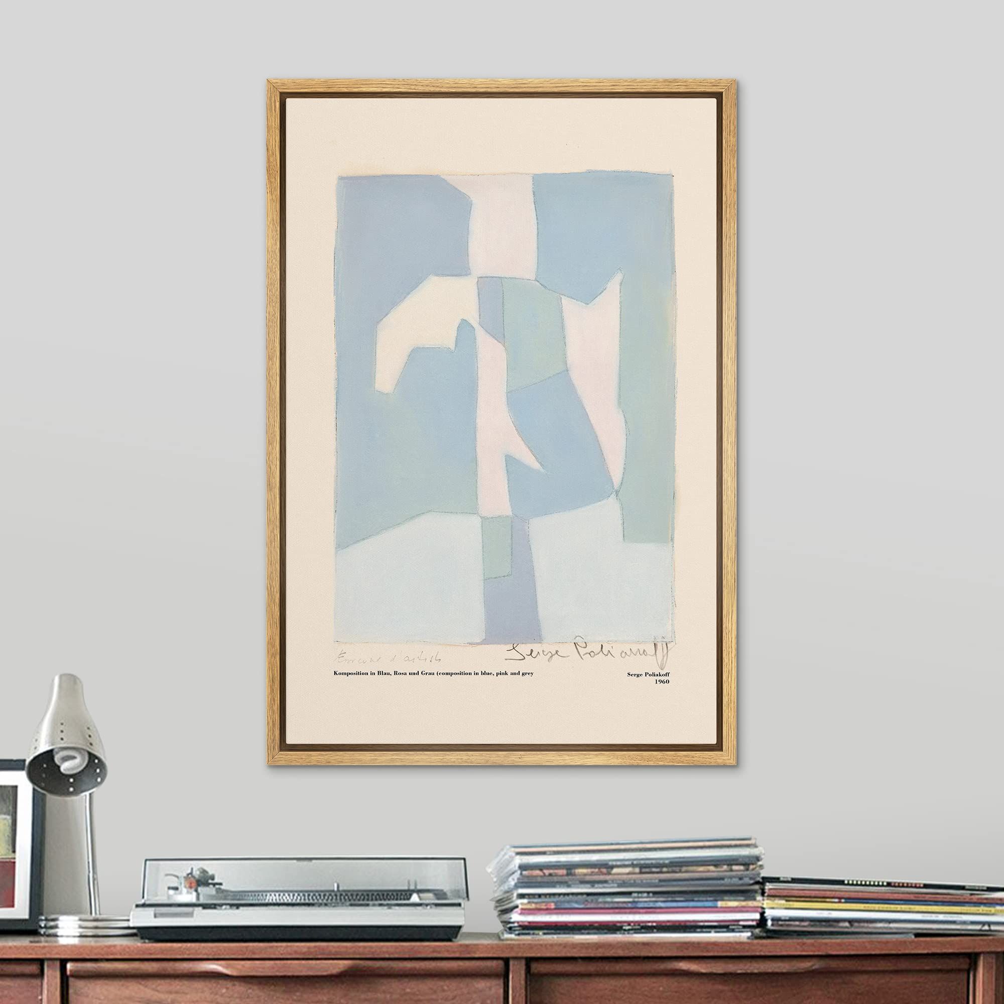 SIGNLEADER Framed Canvas Print Wall Art Serge Poliakoff Blue Pastel Blocks Abstract Shapes Illust... | Amazon (US)