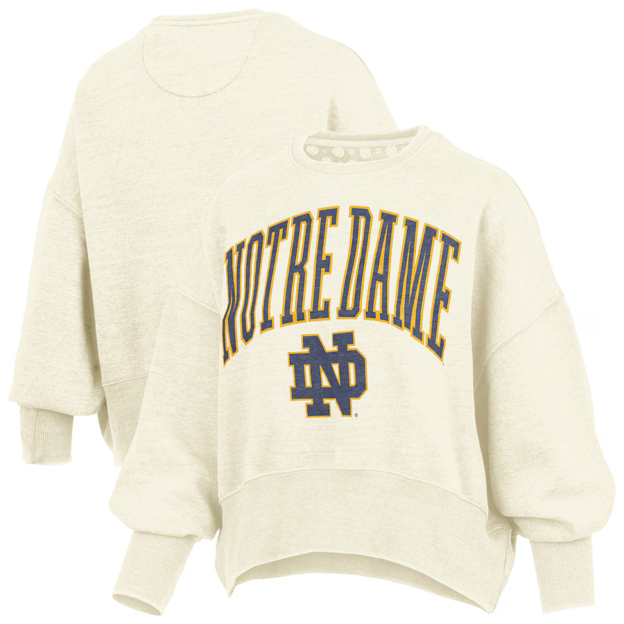 Notre Dame Fighting Irish Pressbox Women's Oversized Waist-Length Crewneck Sweatshirt - Natural | Fanatics