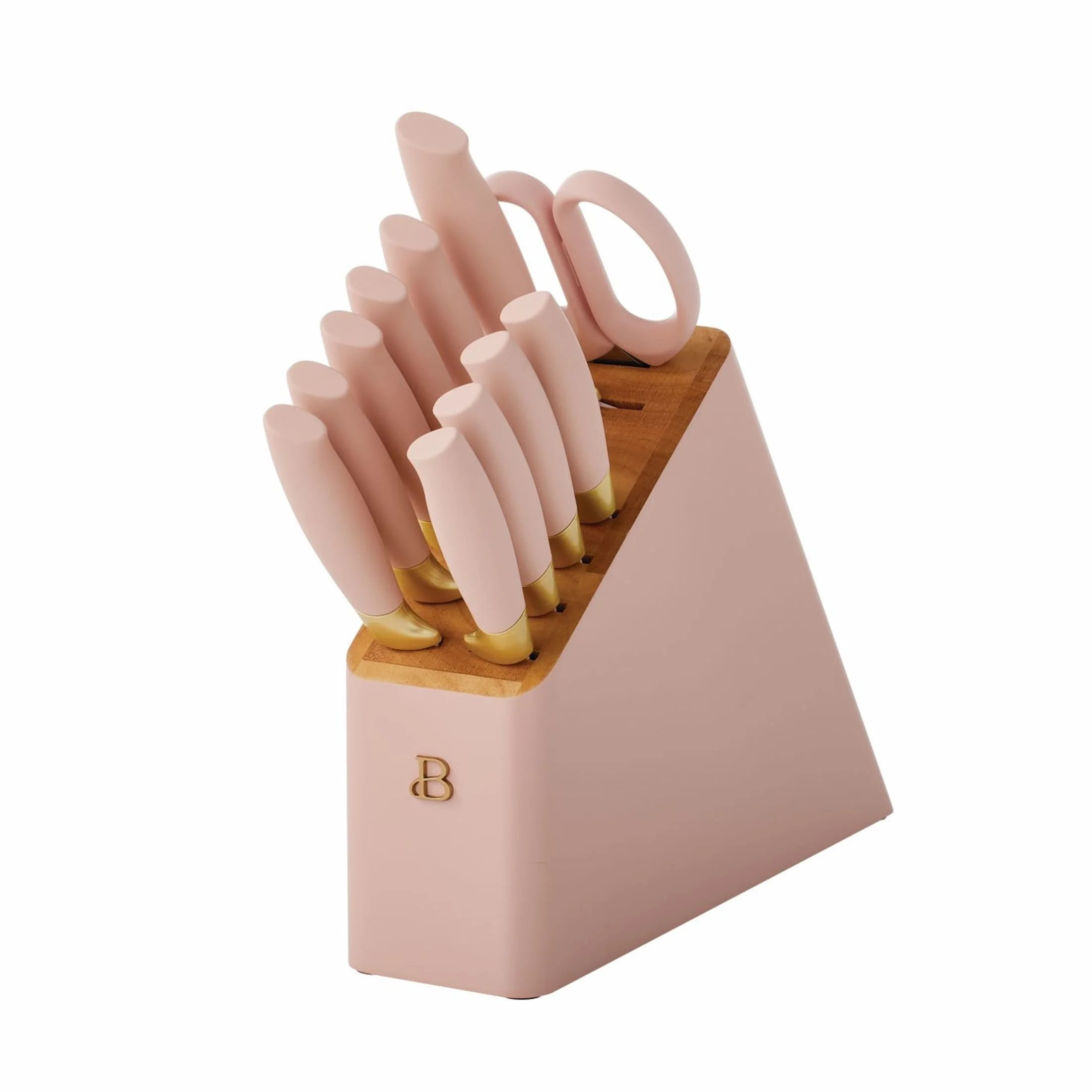 Beautiful 12 Piece Stainless Steel Knife Knife Set Block Soft Grip Handles Rose by Drew Barrymore | Walmart (US)