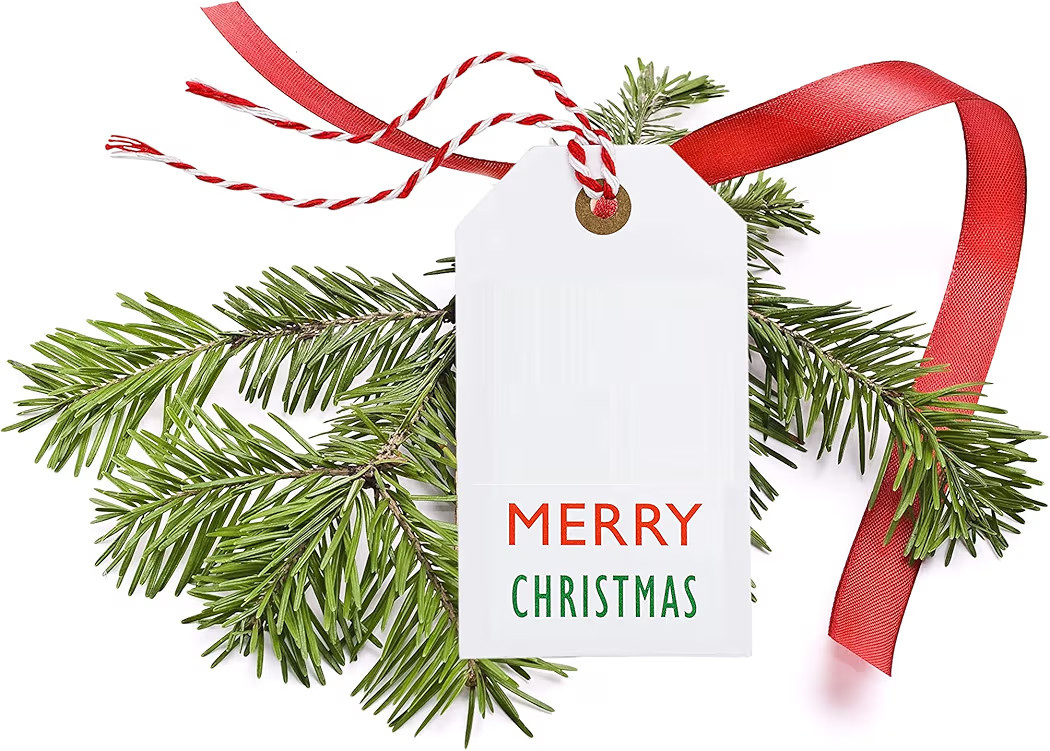 K-Kraft Christmas Gift Tags - 25-Pack - Festive Kraft Tags with Red & White Baker's Twine - Perfect for Wrapping Holiday Presents! | Amazon (US)