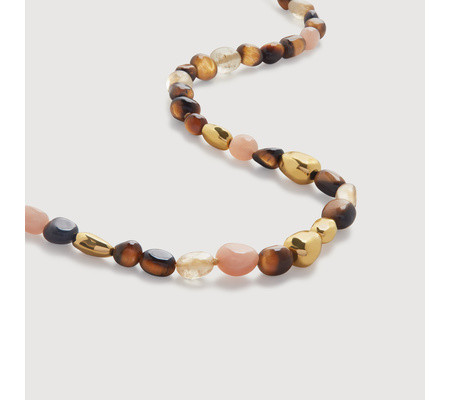 Rio Neutral Gemstone Beaded Necklace Adjustable 41-46cm/16-18' | Monica Vinader (Global)