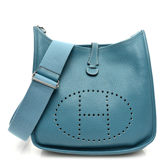 Taurillon Clemence Evelyne III PM Blue Jean | FASHIONPHILE (US)