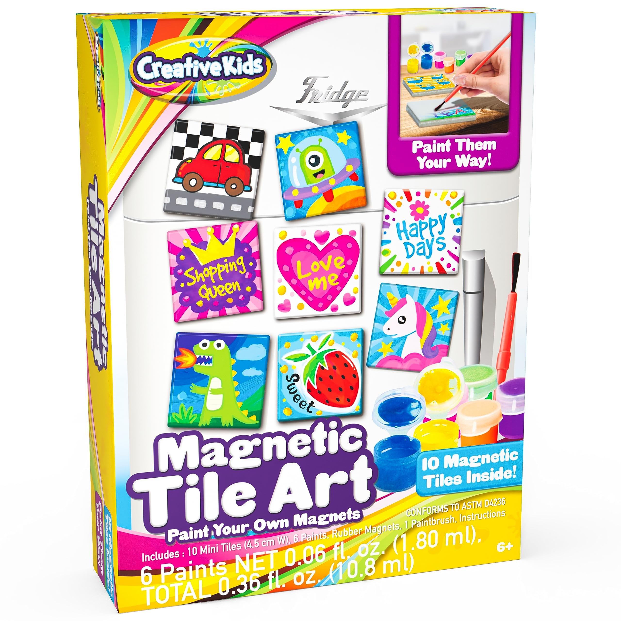 Creative Kids Magnetic Mini Tile Art - Make Your Own 10 Fridge Magnets | Amazon (US)