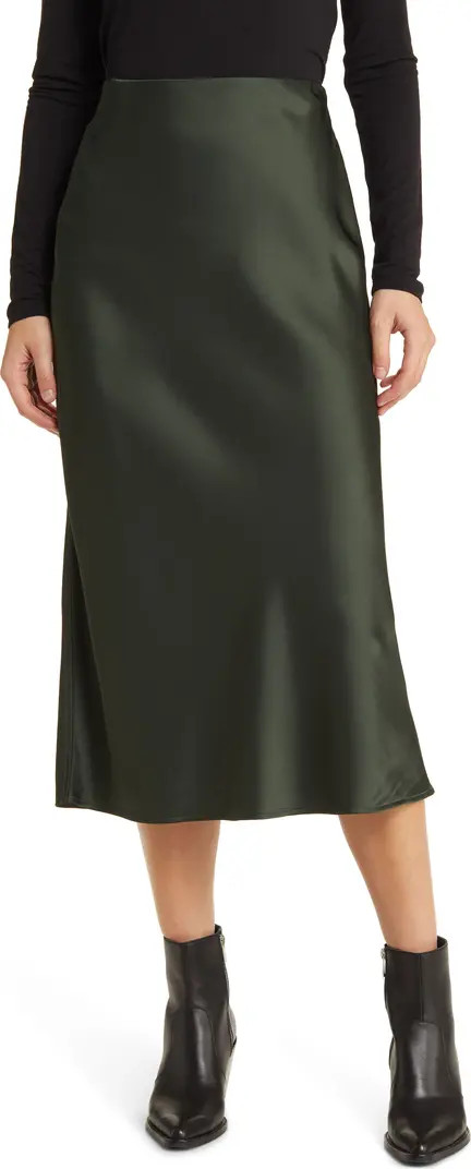 Bias Cut Satin Midi Skirt | Nordstrom