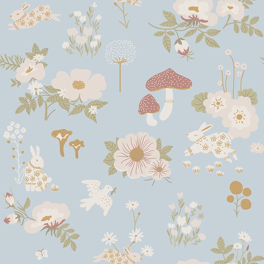 Heroad Brand Boho Peel and Stick Wallpaper Nursery Contact Paper Floral and Mushroom Wallpaper Li... | Amazon (US)