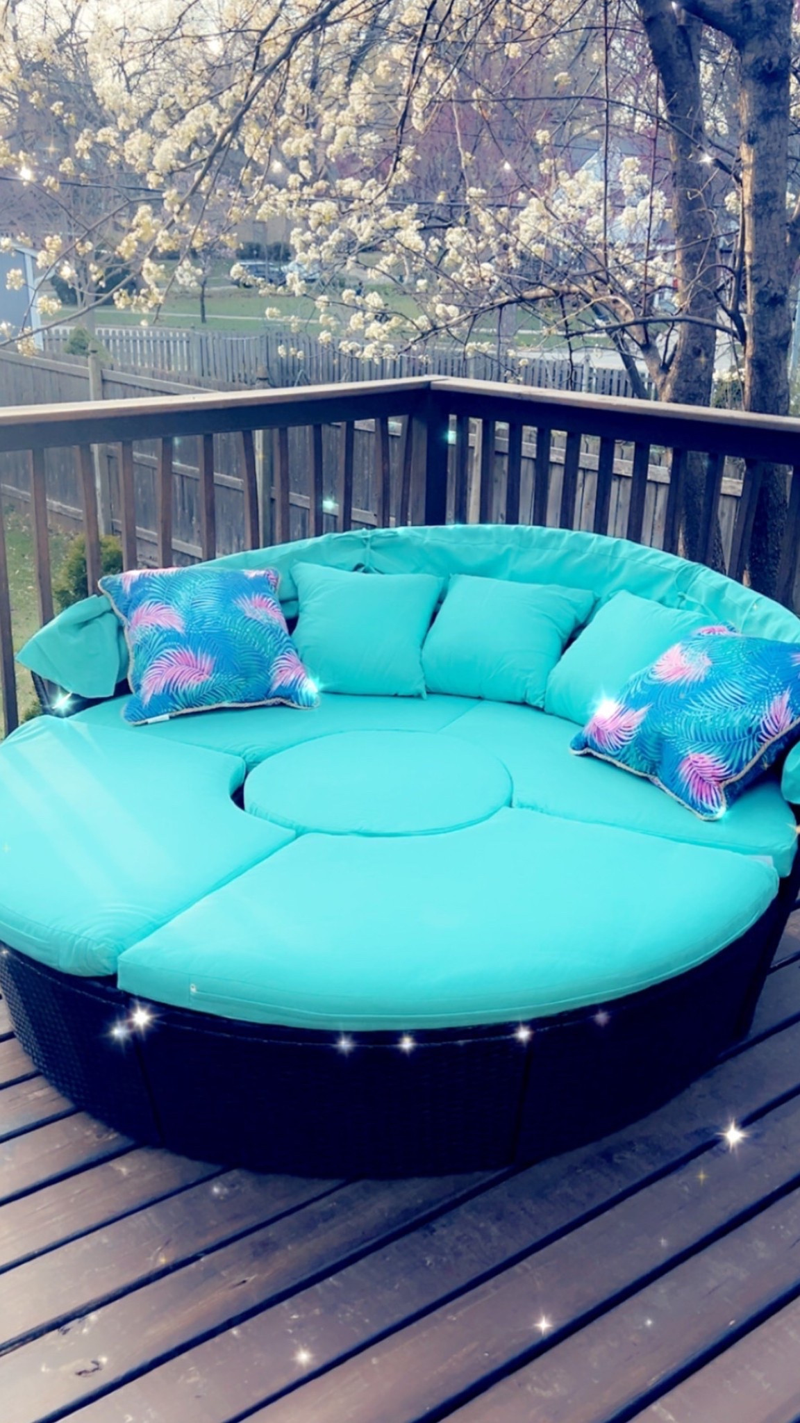 My beautiful new cabana daybed in turquoise!😎 The canopy comes up to cover from the sun ☀️ or you can have it down like this. There is a table in the center that will pop up so you can work outside on your laptop while enjoying your coffee & breakfast or lunch! Perfect addition to any home!😍 Linking several different colors & styles below. I bought mine for just around $400 on sale!🍾💖 #cabana #summer #beachvibes #home #homeoutdoorfurniture #vacation #bedbathandbeyond

#LTKSeasonal #LTKSaleAlert #LTKHome