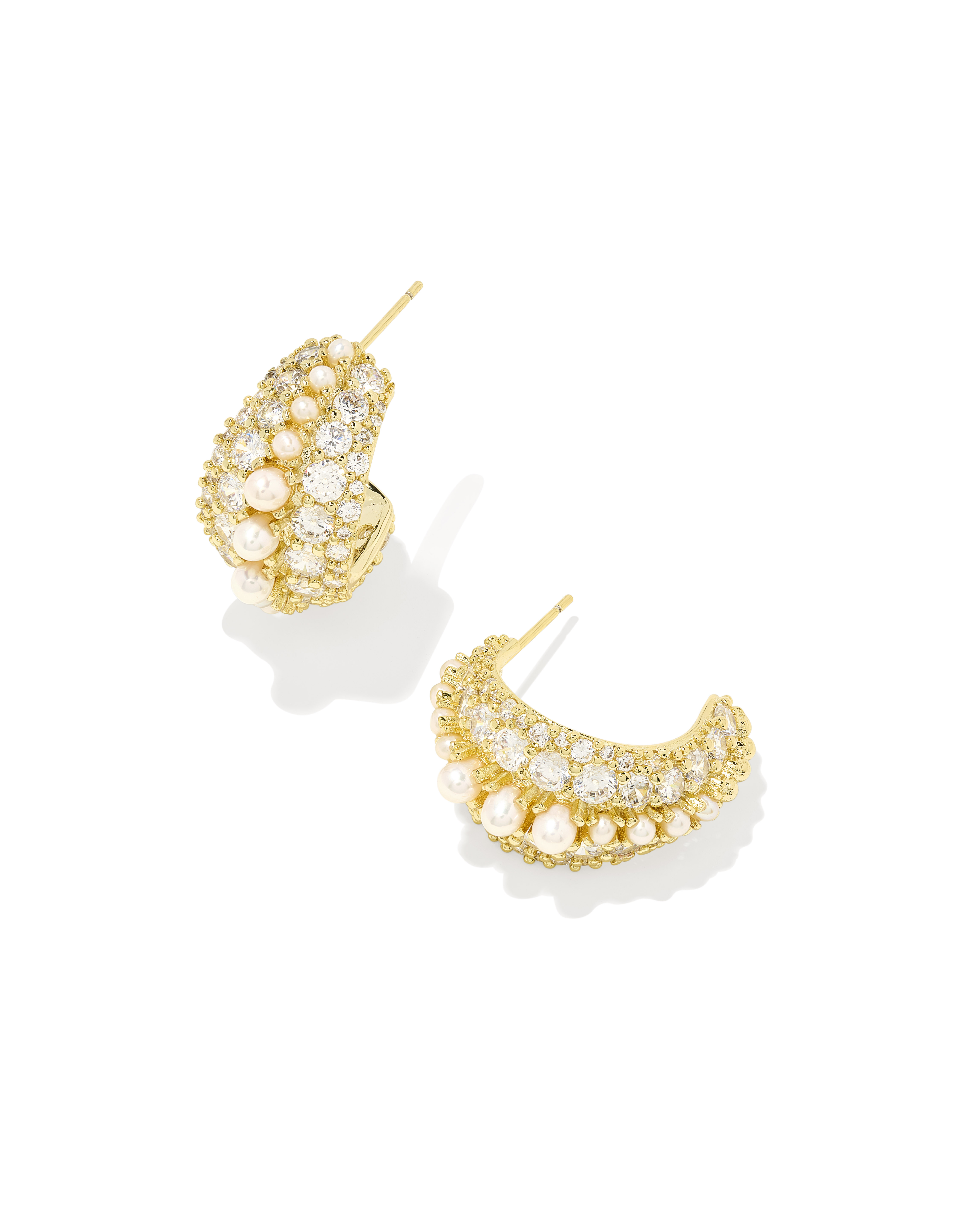 Krista Gold Hoop Earrings in White Mix | Kendra Scott