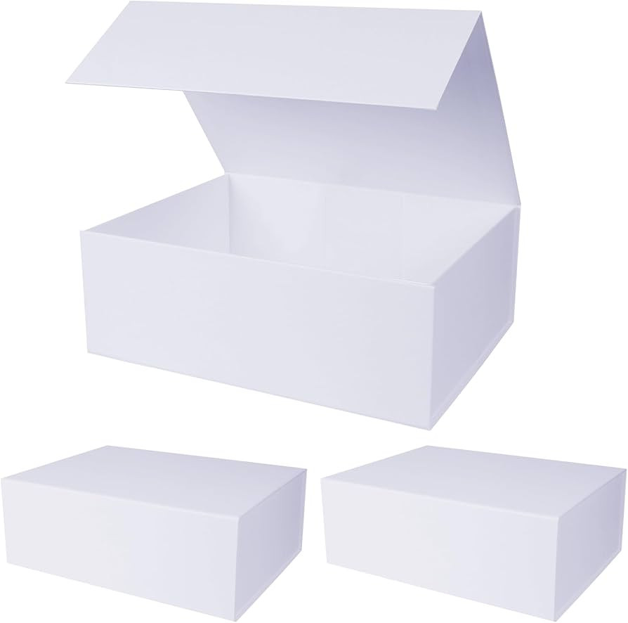 Aimyoo White Collapsible Gift Box with Magnetic Closure Lids 13.8x9x4.3 in, Bridesmaid Groomsmen ... | Amazon (US)