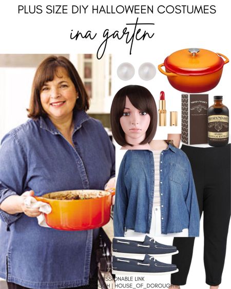 Plus size Halloween costume ideas: Ina Garten

How to achieve the look: 
Brown bob wig (or you can pin your hair under, denim shirt, black pants, boat shoes (white Keds could also work well), red lipstick, pearl earrings – bonus props: good vanilla and a dutch oven 

#LTKHalloween #LTKcurves #LTKSeasonal