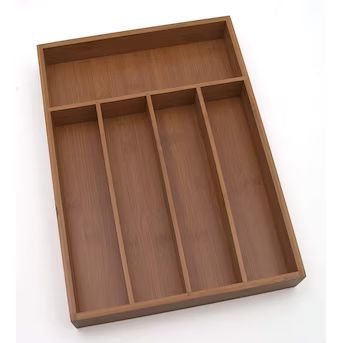 Style Selections 14-in x 10.37-in Brown Bamboo Wood Drawer Organizer | Lowe's