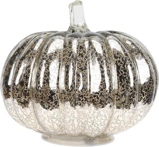 Beaupretty 1pc Silver Halloween Pumpkin Lamp Mercury Glass Lanterns Pumpkin Centerpiece with LED ... | Amazon (US)