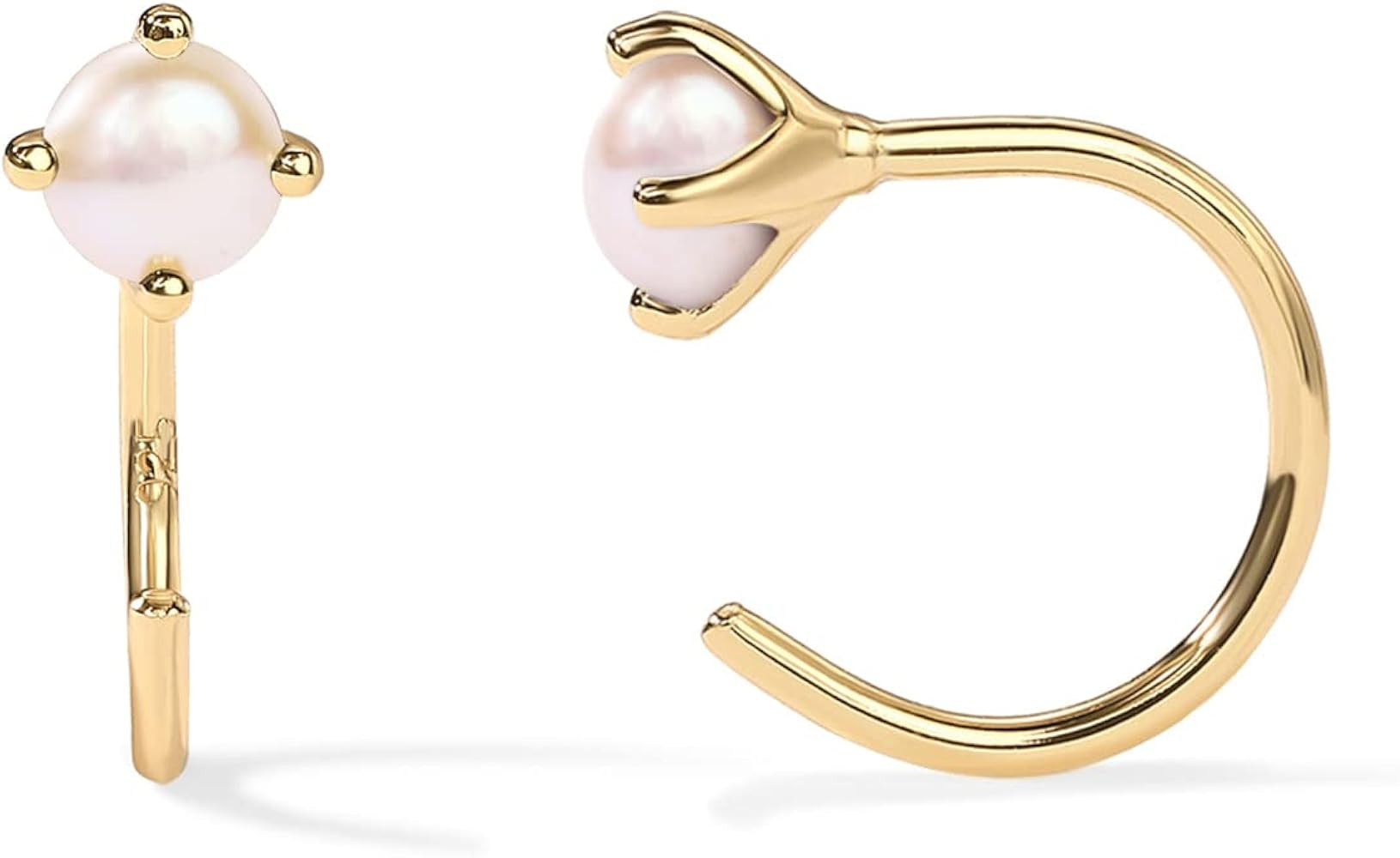 PAVOI 14K Gold 925 Sterling Silver Huggie Half Hoop Earrings for Women | Tiny Boho Colored Cartil... | Amazon (US)