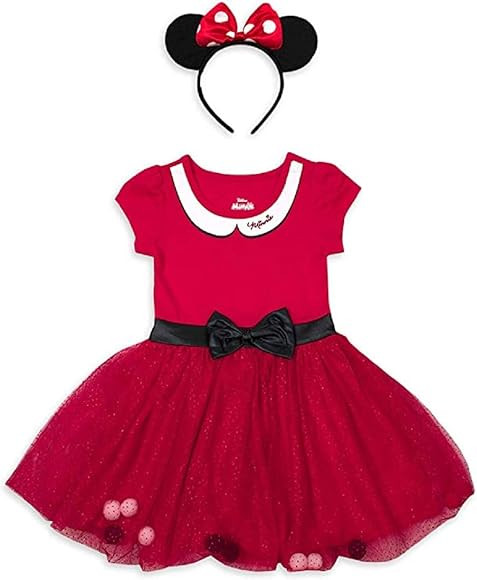 Minnie Mouse Toddler Girls 3T Fancy Red Tutu Tulle Dress and Headband Set | Amazon (US)