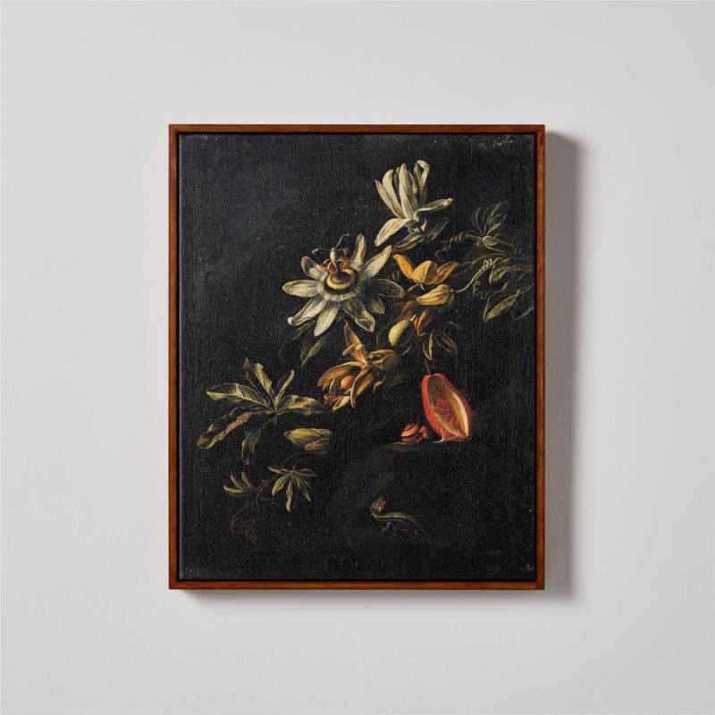 'Still Life with Passionflowers' Reproduction in Floating Frame by Elias Van Den Broeck 17''x21''... | CB2