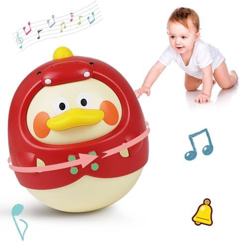 Tinabless Tummy Time Toys, Dinosaur-Duck Roly Poly Baby Toy, Musical Wobbler Toy | Tumbler Wobble... | Amazon (US)