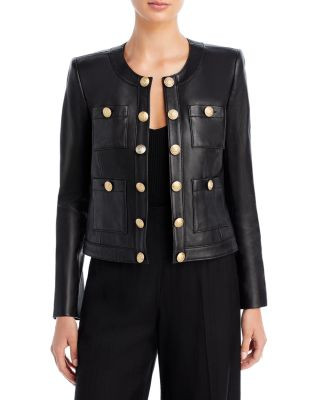 Jayde Leather Open Front Jacket | Bloomingdale's (US)