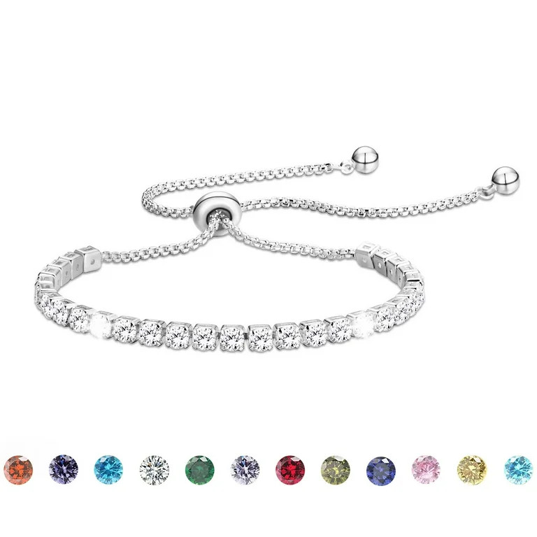 APSVO 18K White Gold Plated Tennis Bracelets for Women Girls CZ S925 Sterling Silver April Births... | Walmart (US)