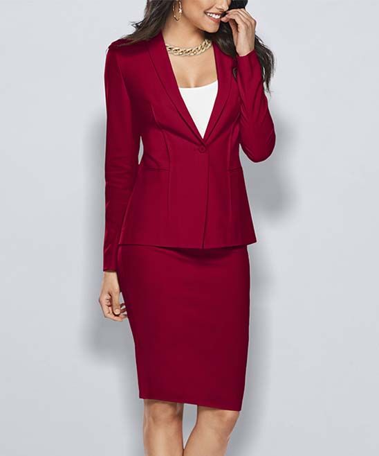 Venus Women's Blazers RIRD - Red Blazer & Pencil Skirt - Women | Zulily