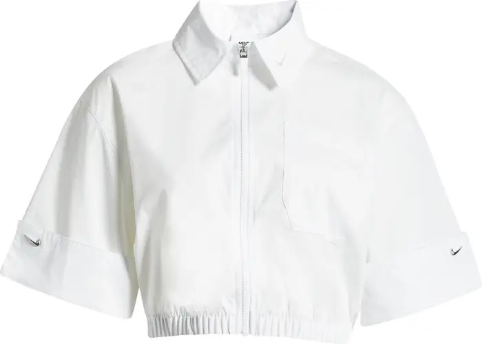 Nike Zip-Up Poplin Crop Top | Nordstrom | Nordstrom