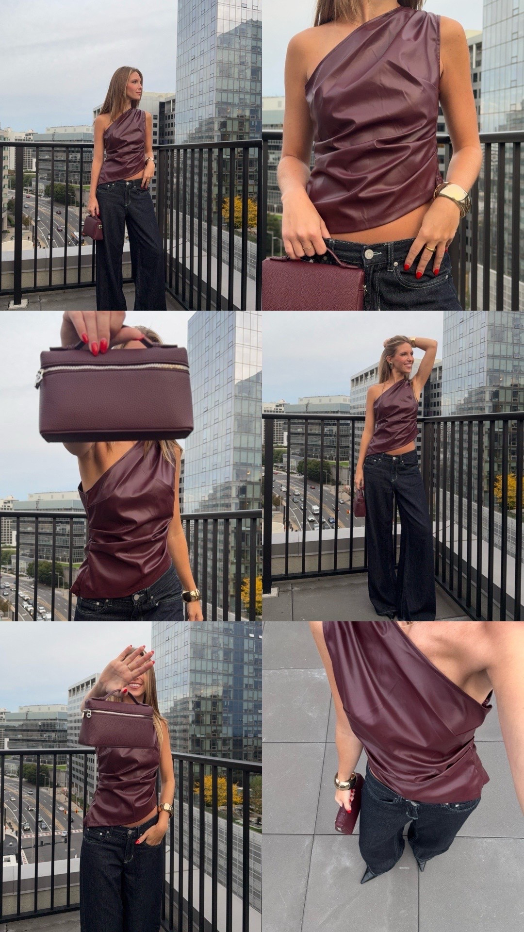 burgundy for fall, groundbreaking. 🥀 #burgundy #fallootd #datenightoutfit #fallgoingoutoutfit #saturdaynight #oneshouldertop #amazontop #amazonfinds